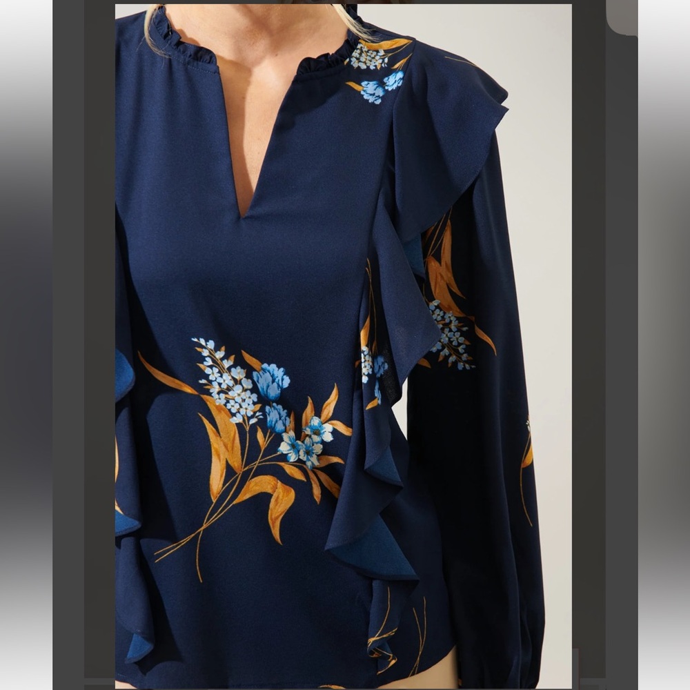 NWT Sugarlips Dusk Bloom Floral Wilhem Ruffle Blouse Size 1x - Picture 7 of 7